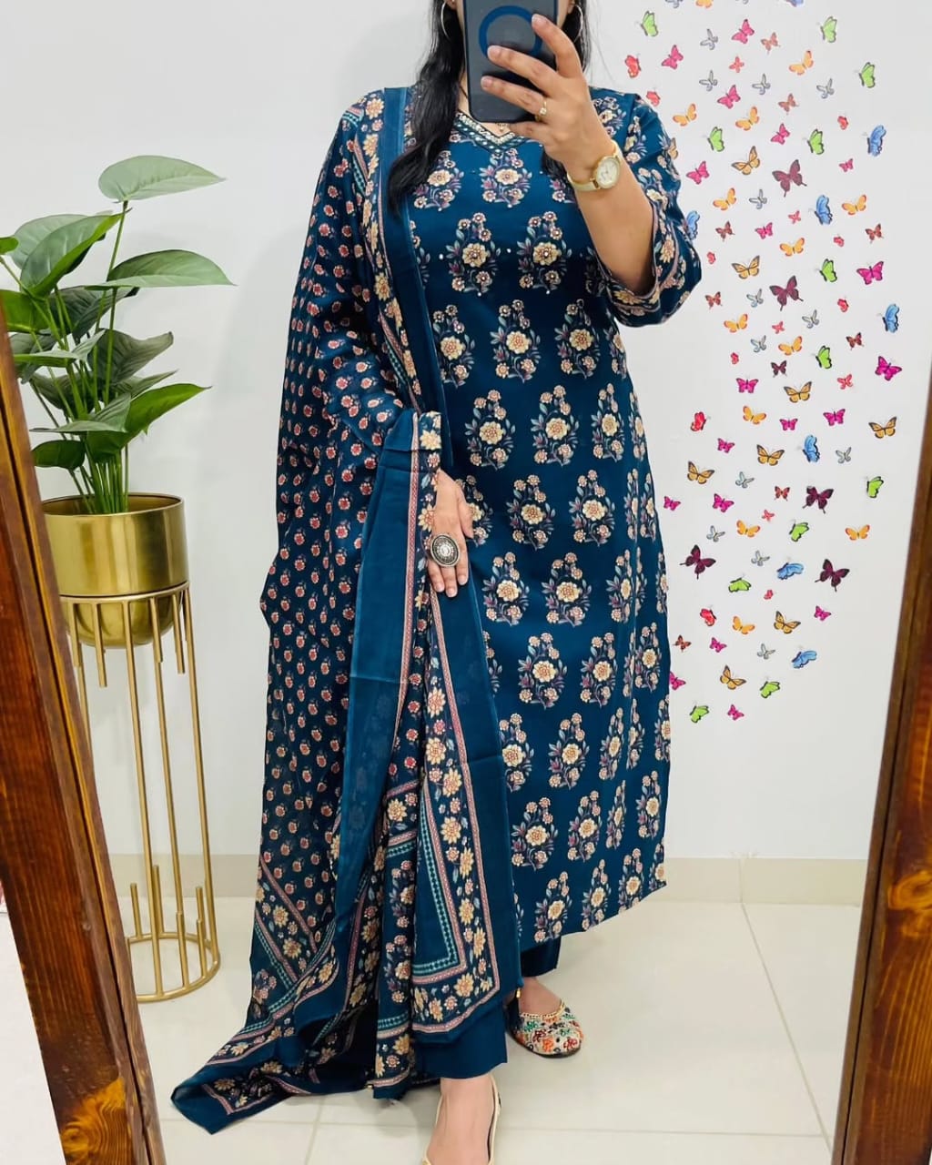 Olivia New Designer Kurta Pant With Dupatta Set Multi Blue
