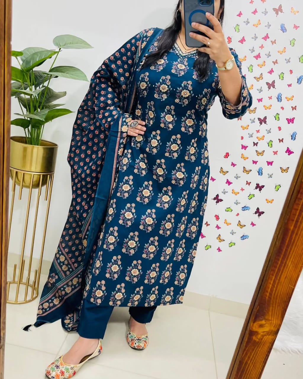 Olivia New Designer Kurta Pant With Dupatta Set Multi Blue