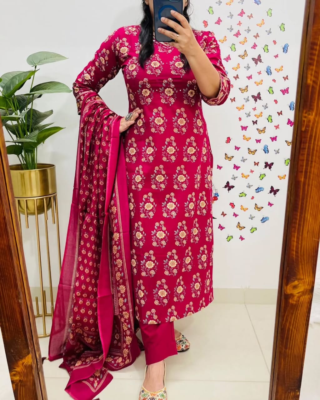 Skylar New Designer Kurta Pant With Dupatta Set Multi Red