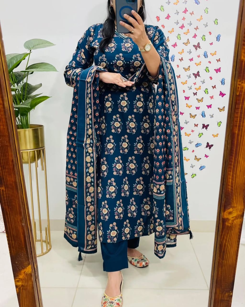 Olivia New Designer Kurta Pant With Dupatta Set Multi Blue