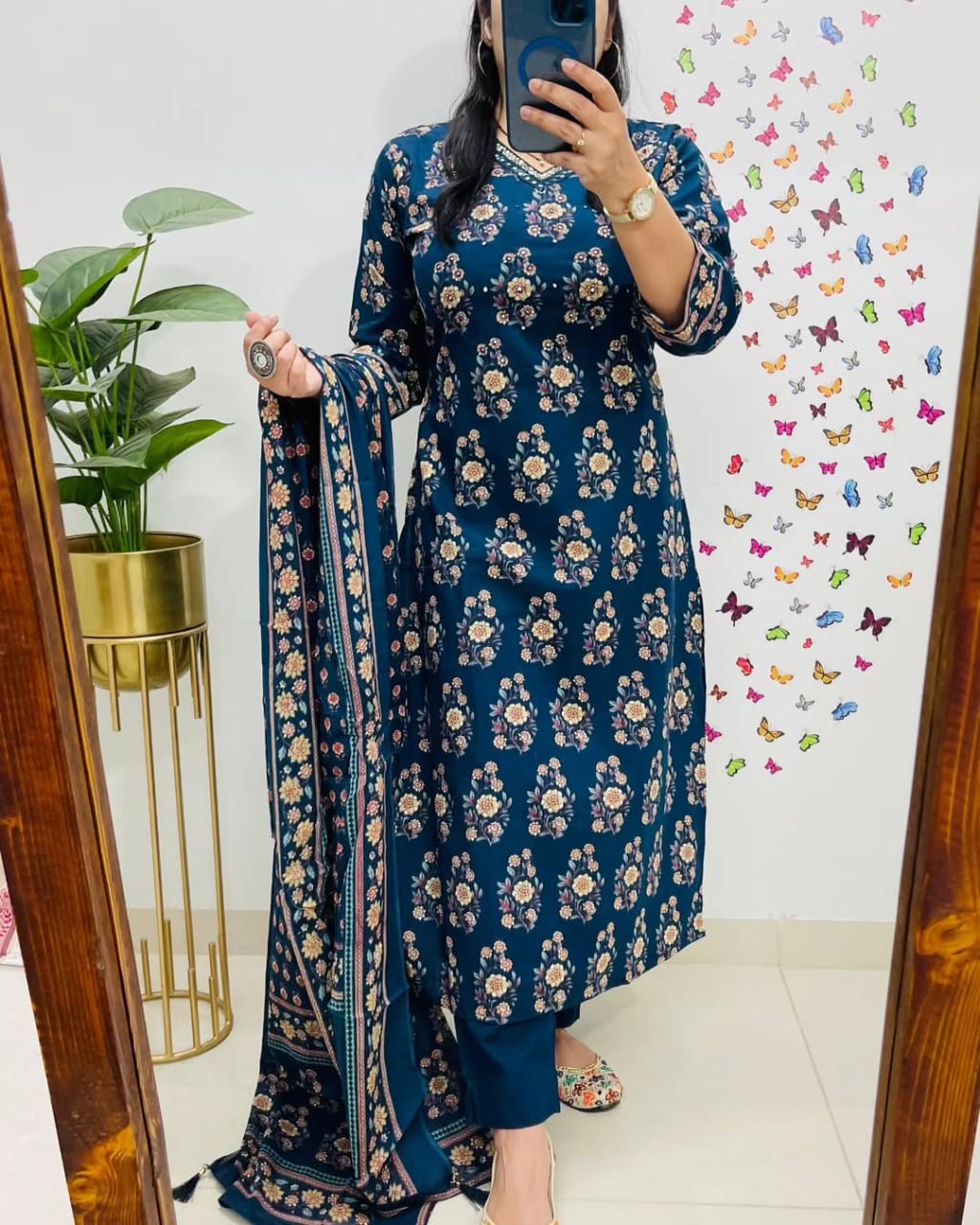 Olivia New Designer Kurta Pant With Dupatta Set Multi Blue