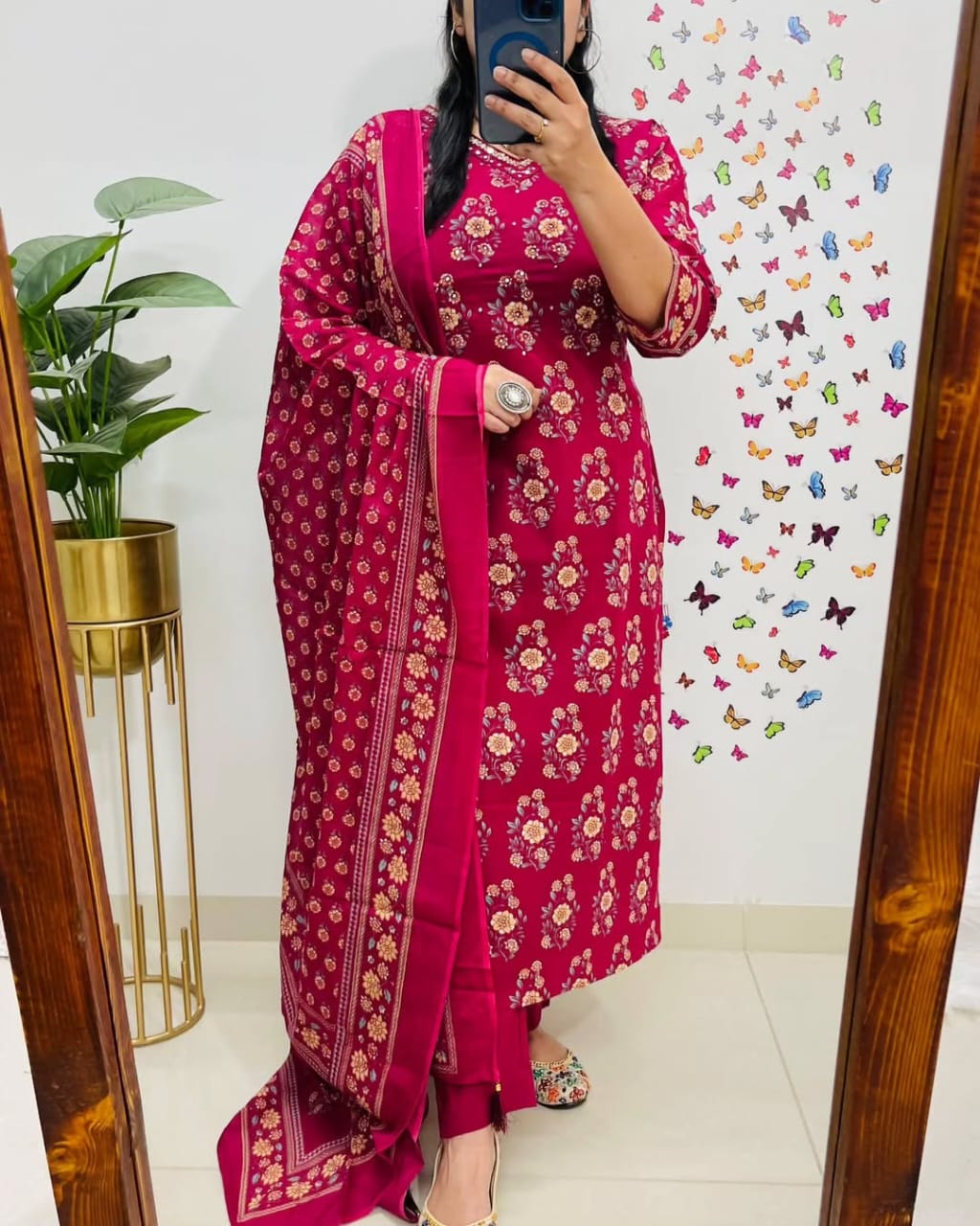 Skylar New Designer Kurta Pant With Dupatta Set Multi Red
