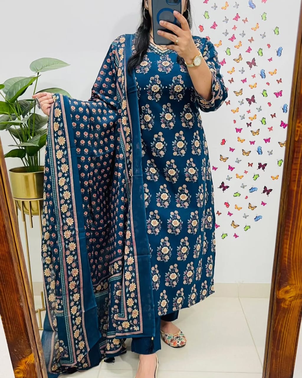 Olivia New Designer Kurta Pant With Dupatta Set Multi Blue