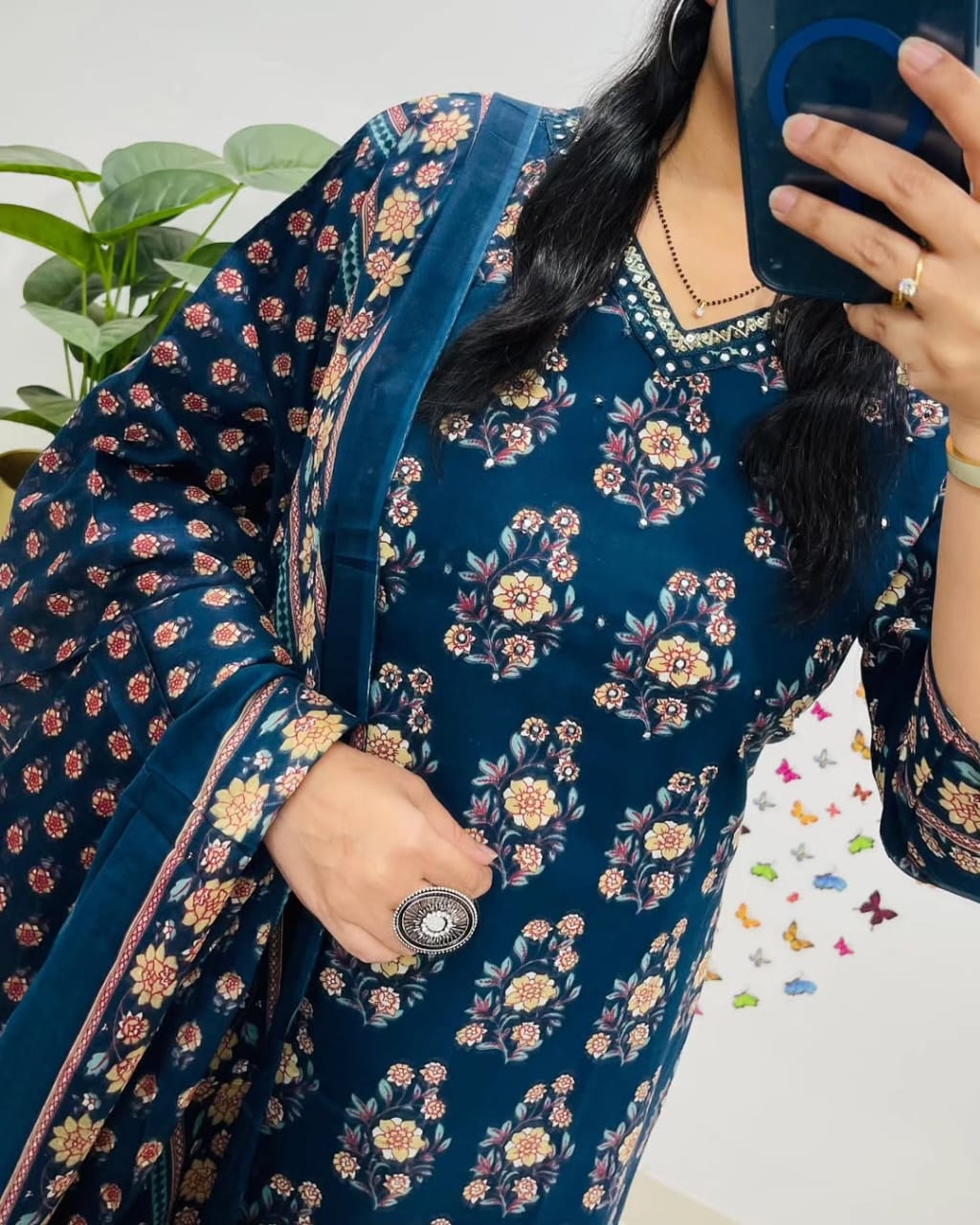 Olivia New Designer Kurta Pant With Dupatta Set Multi Blue