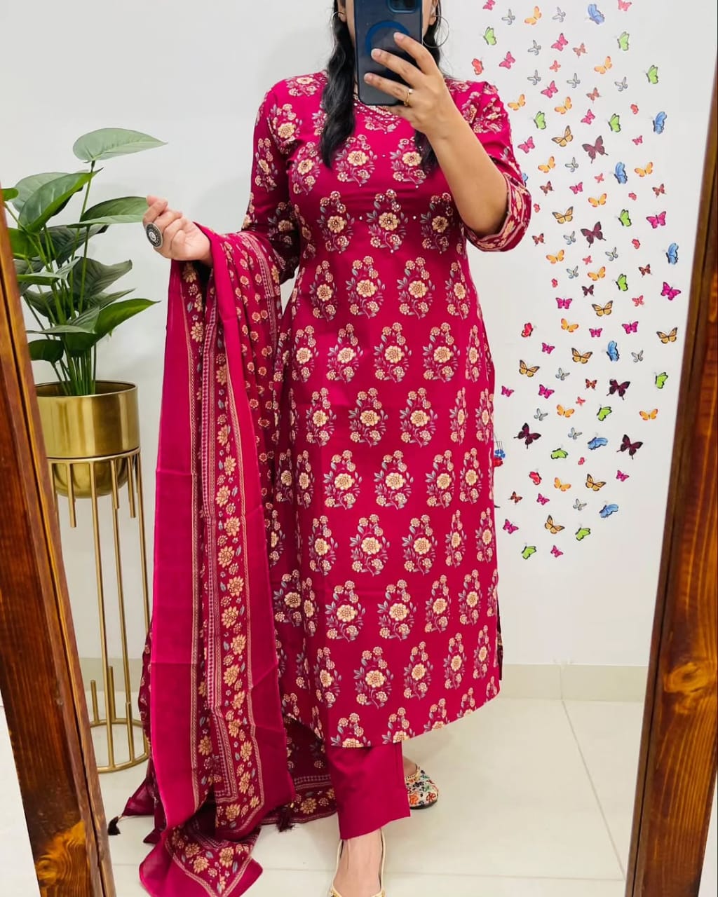 Skylar New Designer Kurta Pant With Dupatta Set Multi Red