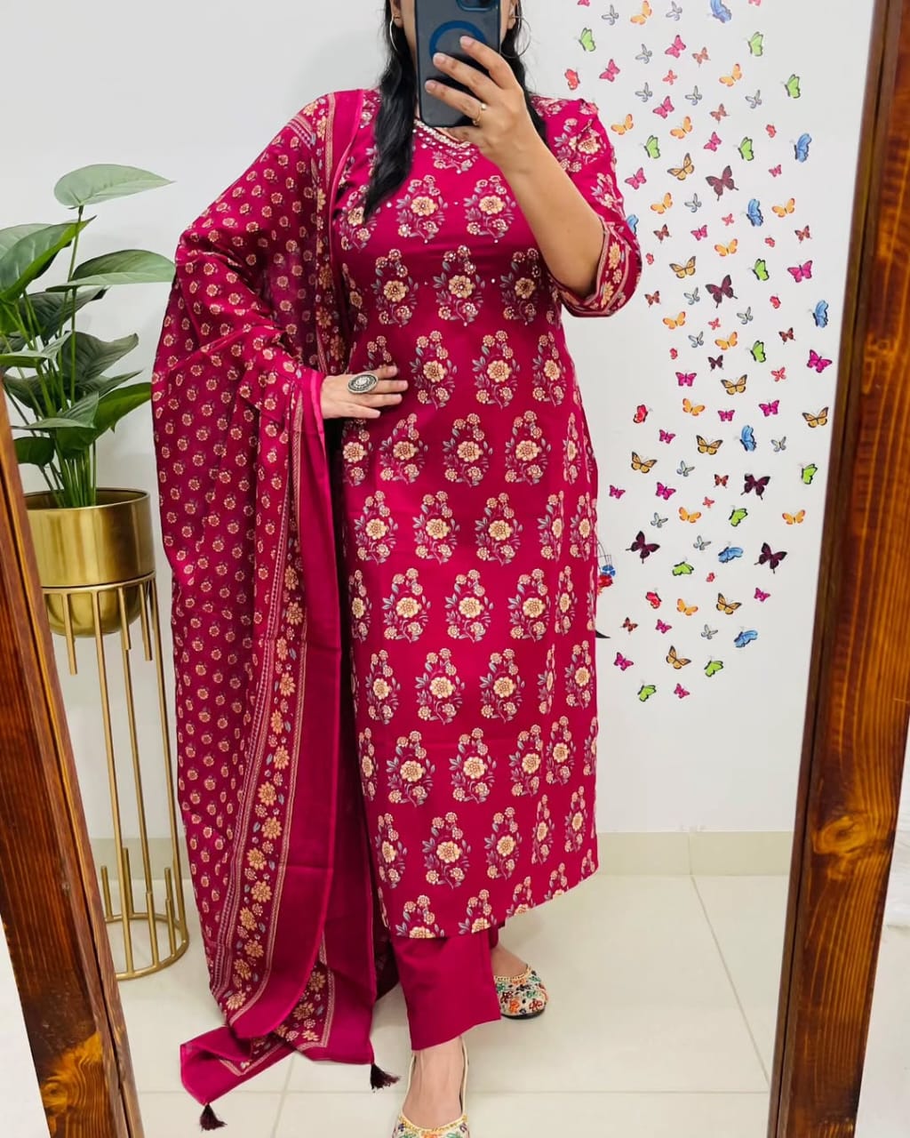 Skylar New Designer Kurta Pant With Dupatta Set Multi Red