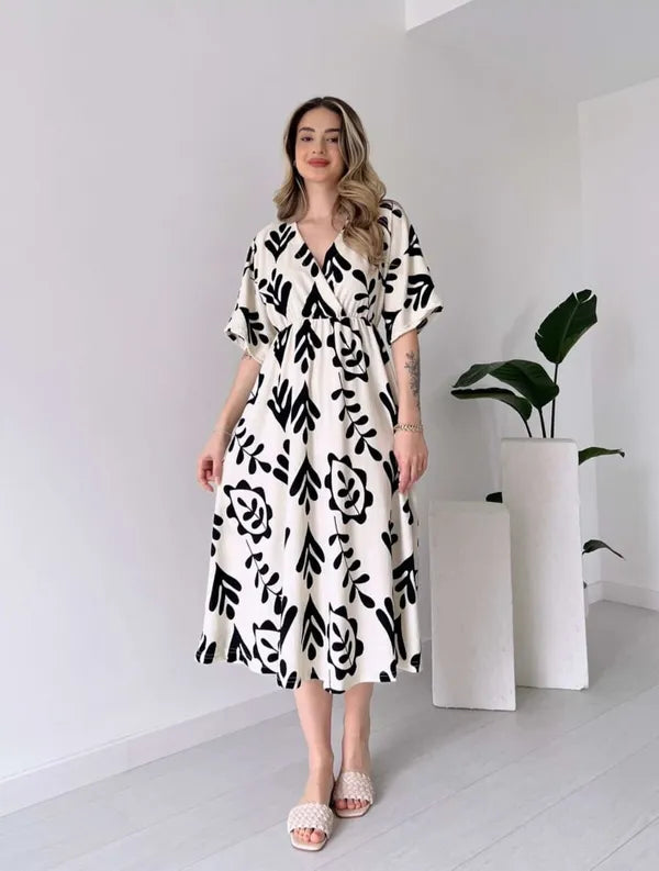 Cotton Fit and Flare Western Party Dress Black