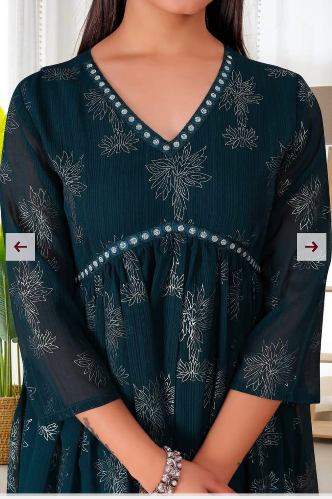 Rayon Bottle Green Printed Aliya Cut Kurta Pant Set