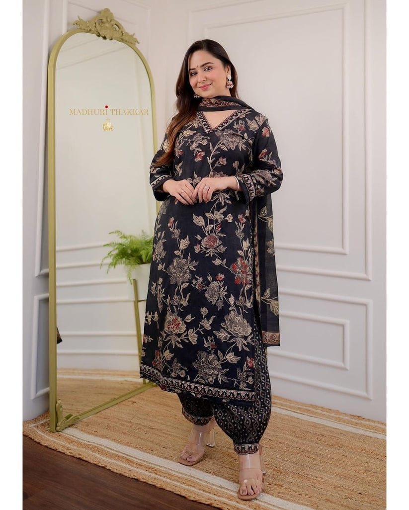Pure Cotton Kurta And Pants With Dupatta