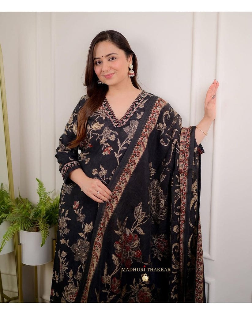 Pure Cotton Kurta And Pants With Dupatta