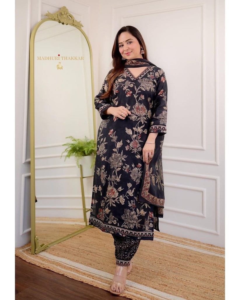 Pure Cotton Kurta And Pants With Dupatta