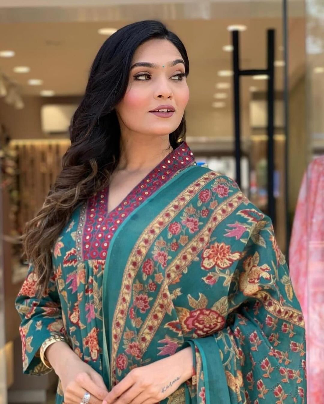 Cotton New Designer Kurta Pant And Dupatta Set Green