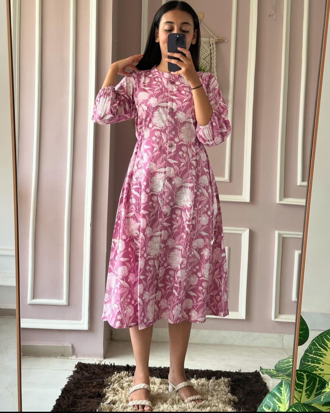 Cotton Special Cotton Gown Dress Pink