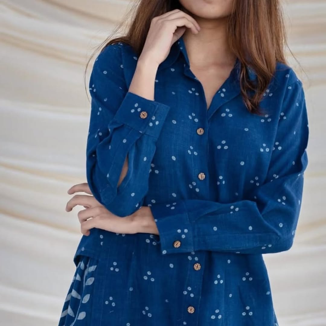 Pure Cotton New Printed Kurta Pant Set Blue