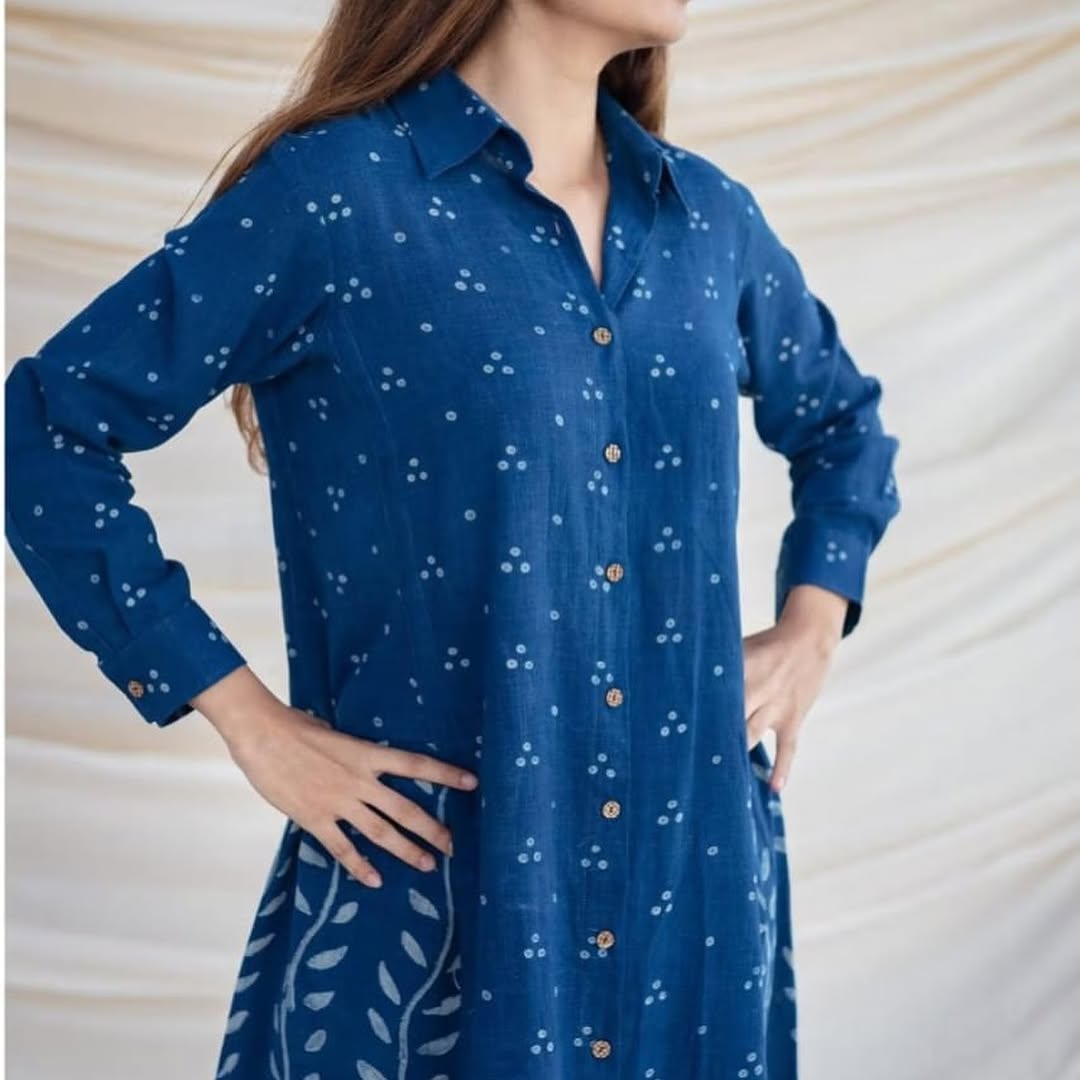Pure Cotton New Printed Kurta Pant Set Blue