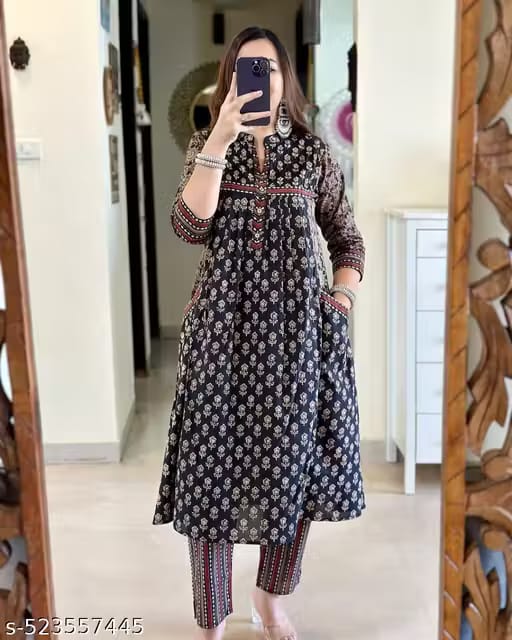 Myra A-line Kurta with Pant and Dupatta Set