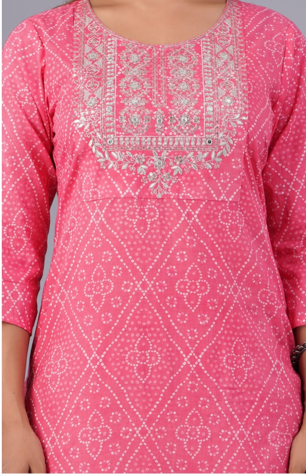 Pink Cotton Afghani Printed Embroidery Kurta and Pant with Dupatta