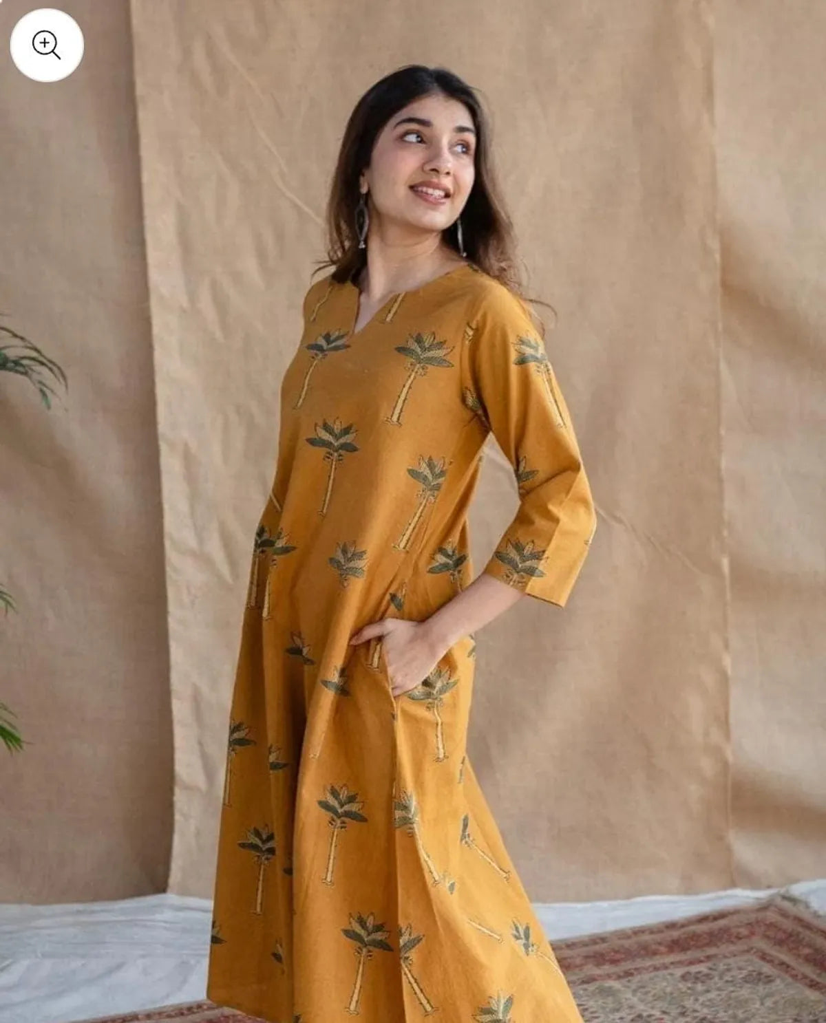 Mustard Pure Cotton New Printed Kurta Pant Set Blue