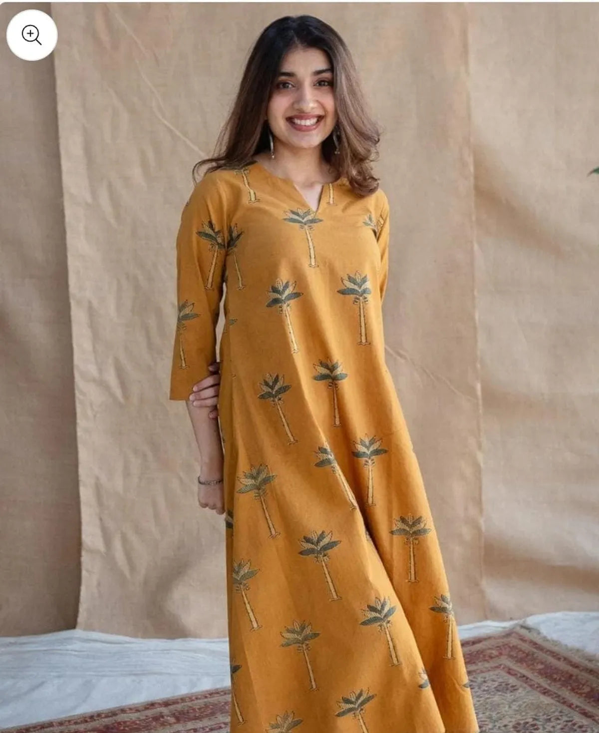 Mustard Pure Cotton New Printed Kurta Pant Set Blue