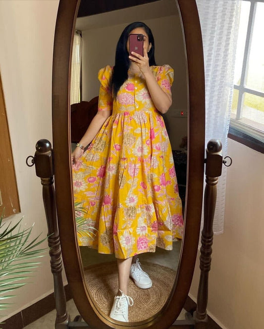 New Stylish Premium Party Dress Yellow