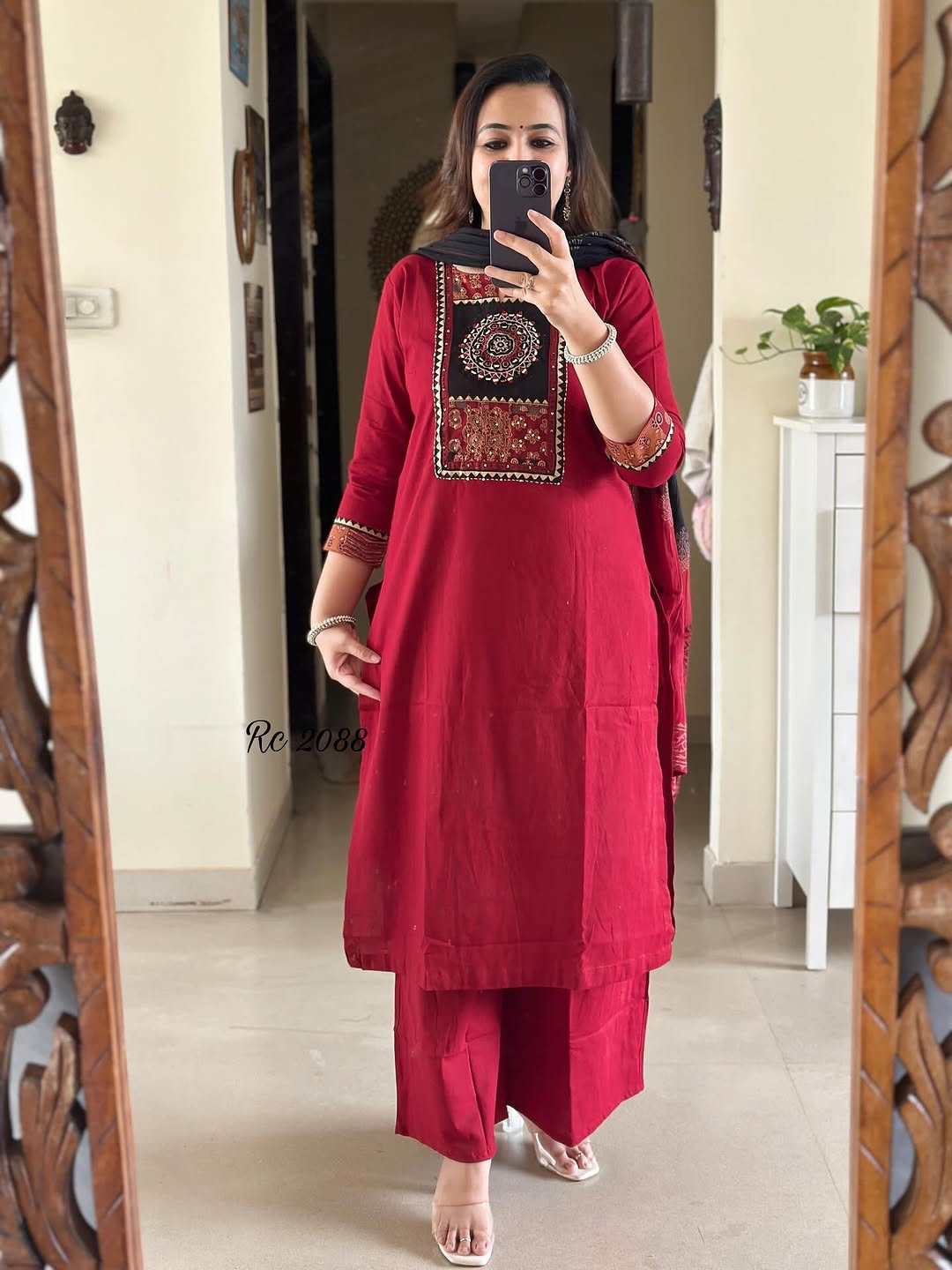 Mira Red Kurta Pant Whit Dupatta