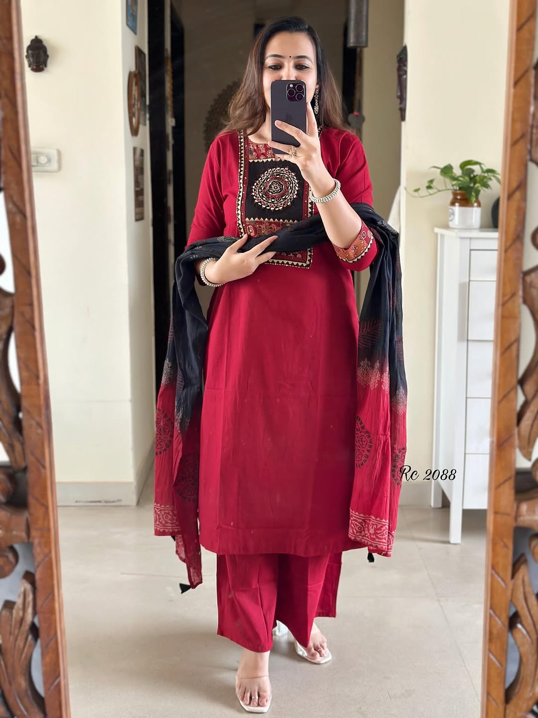 Mira Red Kurta Pant Whit Dupatta