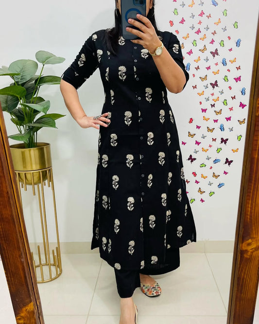 Liza Black Cotton Co-Ord Set