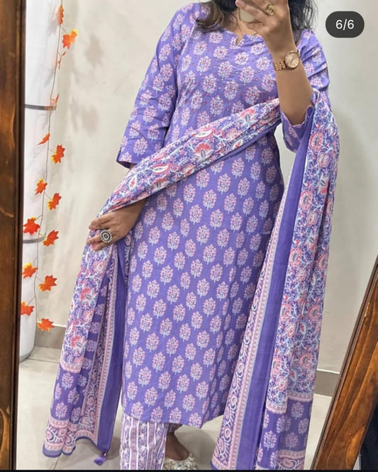 Inaya New Designer Kurta Pant With Dupatta Set Purple