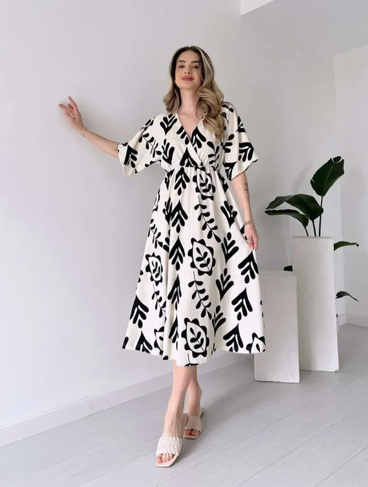 Cotton Fit and Flare Western Party Dress Black