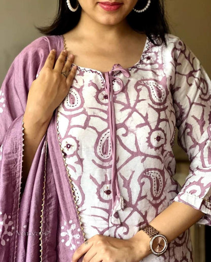 Ethnic Print Kurta with Dupatta Set