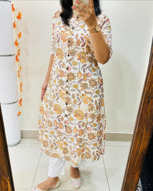 Multi Flower Cotton Kurta And Pant Co-Ord Set