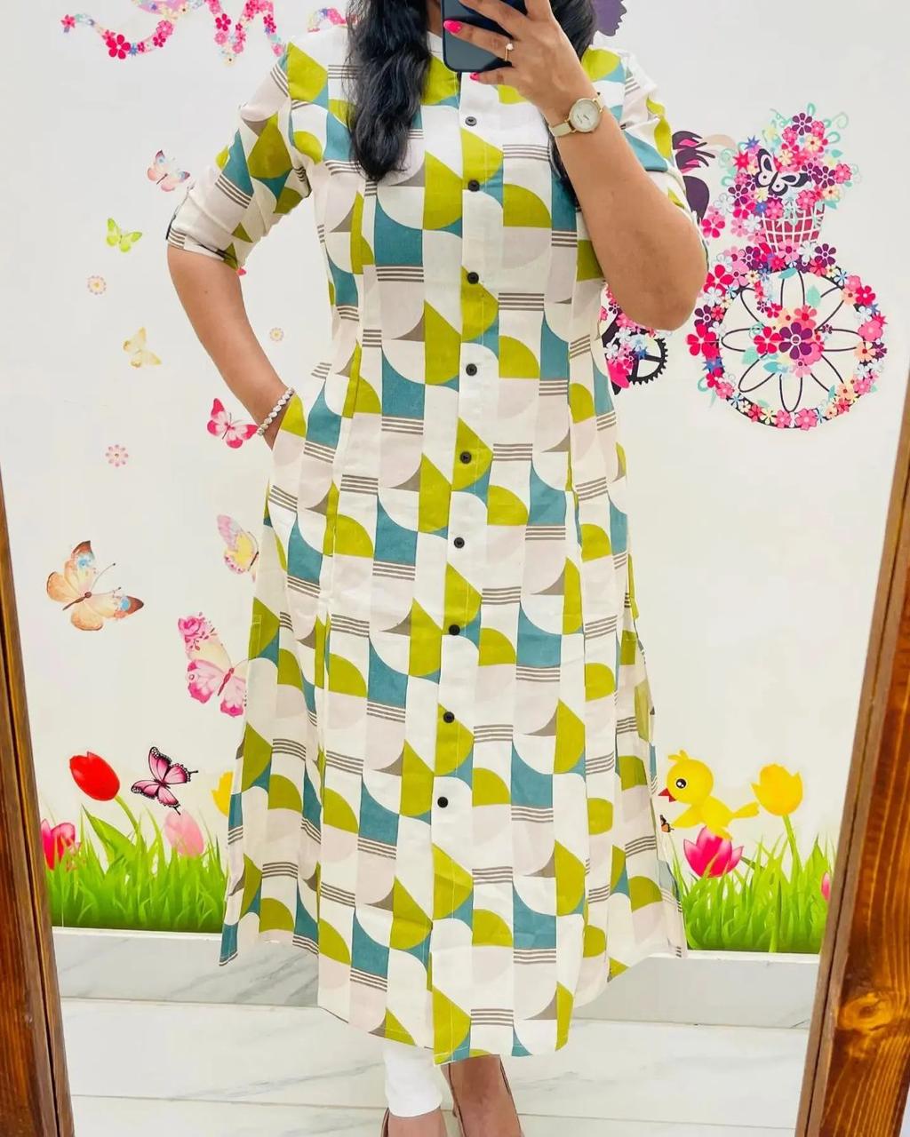 Multi Yellow Cotton Kurta And Pant Co-Ord Set