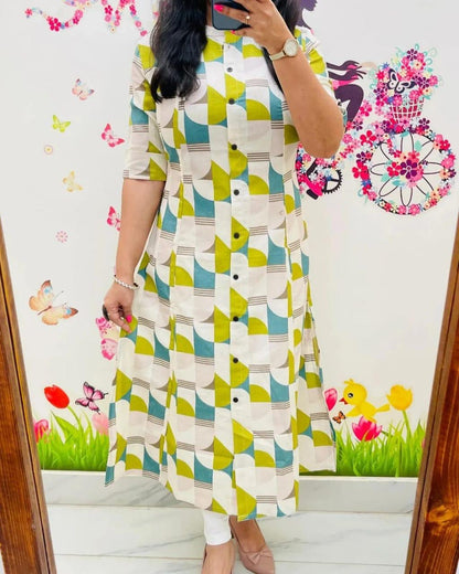 Multi Yellow Cotton Kurta And Pant Co-Ord Set