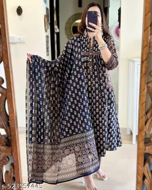 Myra A-line Kurta with Pant and Dupatta Set